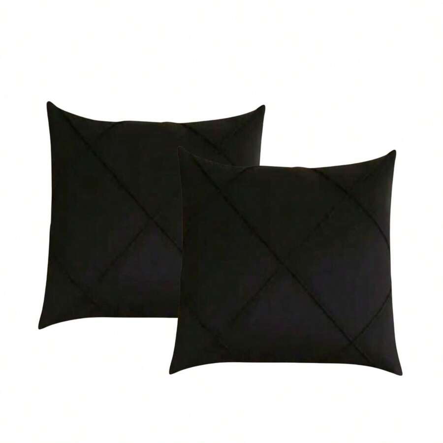 Kit 2 Draped Suede Cushion Covers 45x45cm - Black - View 1