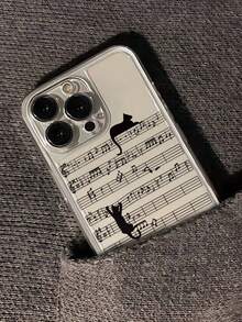 音乐卡通猫彩绘透明极简时尚创意防震手机壳，兼容 17/17Pro/17ProMax/16/11/16Pro/16Plus/16ProMax/16E/15ProMax/13/14/12/XS/XR/7G/8P，兼容三星Galaxy S25/S25Plus/S25 Ultra/A16/A36/A26/A56/A50/A12/A32 - 彩色 - 查看 4