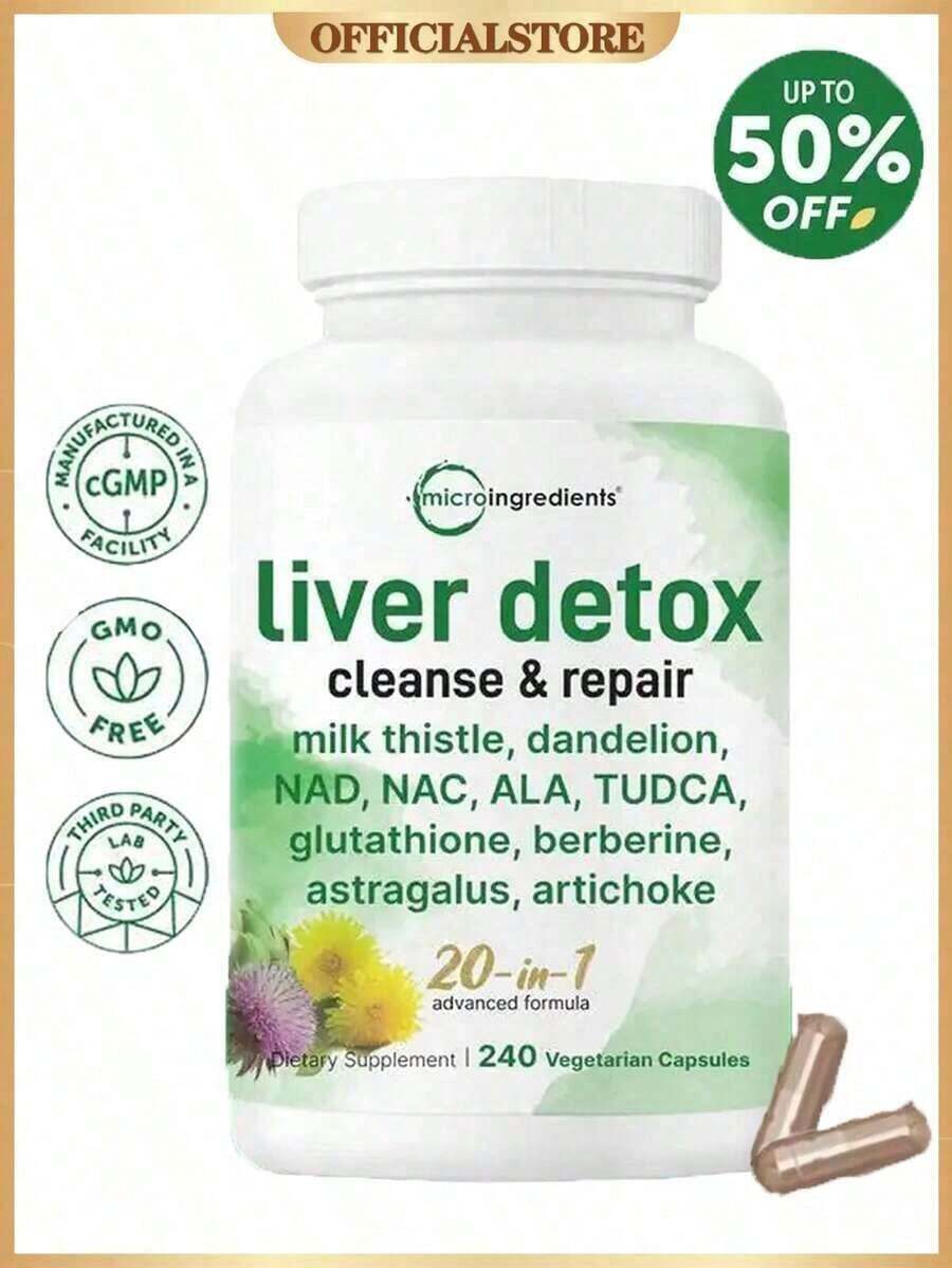 Liver Detox, 240 Veggie Capsules, 20-In-1 Advanced Support Complex - 1 Bottle - View 1