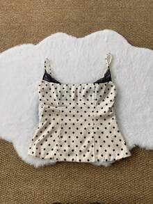 Women's Y2K Polka Dot Cami Tops Cute Satin Top Sleeveless Spaghetti Strap Lace Tank Tops Slim Fit Bustier Lace Trim Crop Top Scoop Neck Polka Dot Camisole Summer Corset Shirt Cute Party Going Out Clothes - 白色 - 查看 3