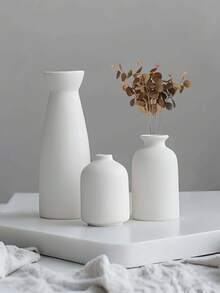 1个或3个复古做旧花瓶，现代波西米亚农舍风格家居装饰，芦苇和干花花瓶，适用于客厅、餐厅、卧室、厨房、浴室、办公室、玄关（白色） - 彩色 - 查看 8