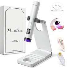 Handheld UV Light For Gel Nails With Stand, Mini Portable Cordless Nail Lamp With LCD Display, Eye-Protective Cover, Flash Curing For Glue White - white with stand - View 1