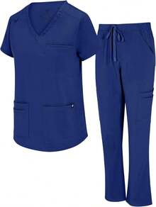 ¡Recomendado¡Uniformes Naturales para Mujer, Conjunto de Uniforme Médico Cargo Elástico y Fresco con 11 Bolsillos, Tallas Regulares y Pequeñas¡Producto de Temporada - Azul Marino (Azul marino verdadero) - Ver 10
