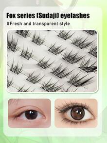 120/36片装免胶假睫毛，Sudaji分段仿真，女士温感自粘狐狸款假睫毛 - 黑色 - 查看 4