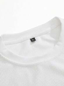 Men's Corduroy Crewneck Sweatshirt Spring/Autumn Solid Color Casual Versatile Long-Sleeve Pullover Sports Shirt Comfortable Fabric Round Neck - 白色 - 查看 2