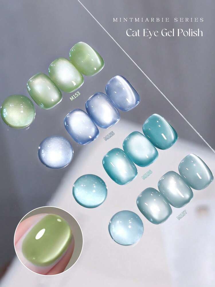XEIJAYI 1瓶15毫升薄荷绿猫眼凝胶指甲油，半永久美甲可卸UV LED美甲沙龙DIY凝胶 - 青檸色 - 查看 2
