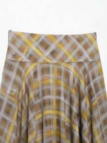 DEEKA Women's Spring/Summer Plaid A-Line Skirt, Fashionable Minimalist European And American Style - Lattice - View 9