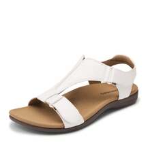 Women Sandals Arch Support T-Strap Orthopedic Flat Sandals Comfortable Walking Beach Summer Shoes - trắng - Xem 8