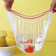 50pcs Disposable Food Covers, Shower Cap-Style Multi-Use Elastic Stretch Covers – Thickened Kitchen Plastic Wrap For Refrigerator, Fresh Food Storage, Shoes & More (Extra Durable & Stretchable) - 彩色 - 查看 7