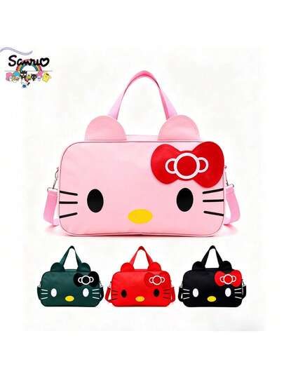 SANRIO Túi du lịch Hello Kitty dung tích lớn, túi xách tay gấp gọn dành cho nữ, túi cuối tuần, quà tặng cho bé gái/kỳ nghỉ/Giáng sinh.