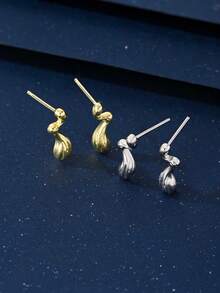 1对铜合金极简几何线条设计耳环（女士款） - EH1278 - 查看 7