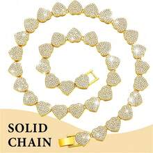 2件套心形宠物链，嘻哈风宠物项链套装，镶钻链，奢华项圈设计 - 彩色 - 查看 7