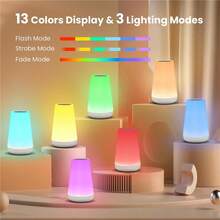 Touch Bedside Night Light, 13 Adjustable Colors Remote Control Table Lamp, USB Rechargeable Ambient Lighting For Bedroom Living Room Desktop Party, Christmas Birthday Gift - Multicolor - View 5