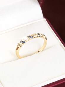 1 pieza Anillo de mujer con diseño espiral y circonita cúbica incrustada - Multicolor - Ver 26