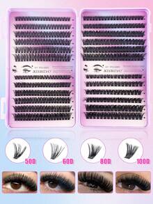 480 Cluster Lashes D Curl Fake Eyelashes With Bond And Seal, Tweezers, Eye Brush. High Capacity Use For Beginner Friendly, Professional, Diy Segmented Lashes Set Easy To Use At Home, Thick Fluffy&Natural Look Individual Eyelashes Book Suit - Multicolor - View 7