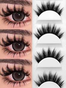 GROINNEYA 5 Pairs Super Soft Faux Mink Natural Cat Eye Lashes, C Curl Thick Fluffy False Eyelashes, Comfortable Eyelash Strips For Beginners, Suitable For Daily And Party Makeup - Fluffy Lashes - View 1