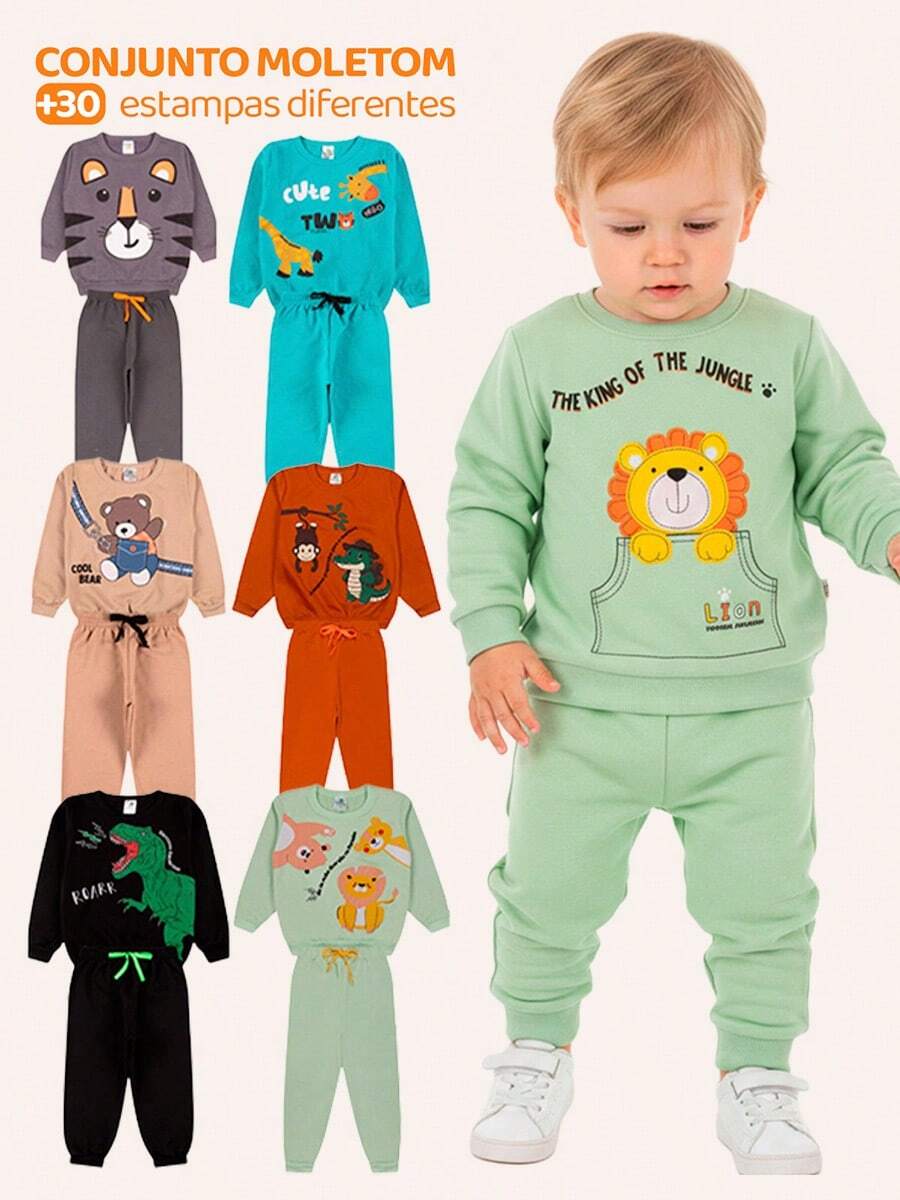 Set Of 5 Baby Boy Fleece Sets - 5 Jackets + 5 Pants - 彩色 - 查看 1