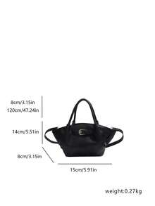 Korean Ins Style Handbag, New Minimalist Niche Tote Bag, Large Capacity Casual Versatile Shoulder Bag - Black - View 6