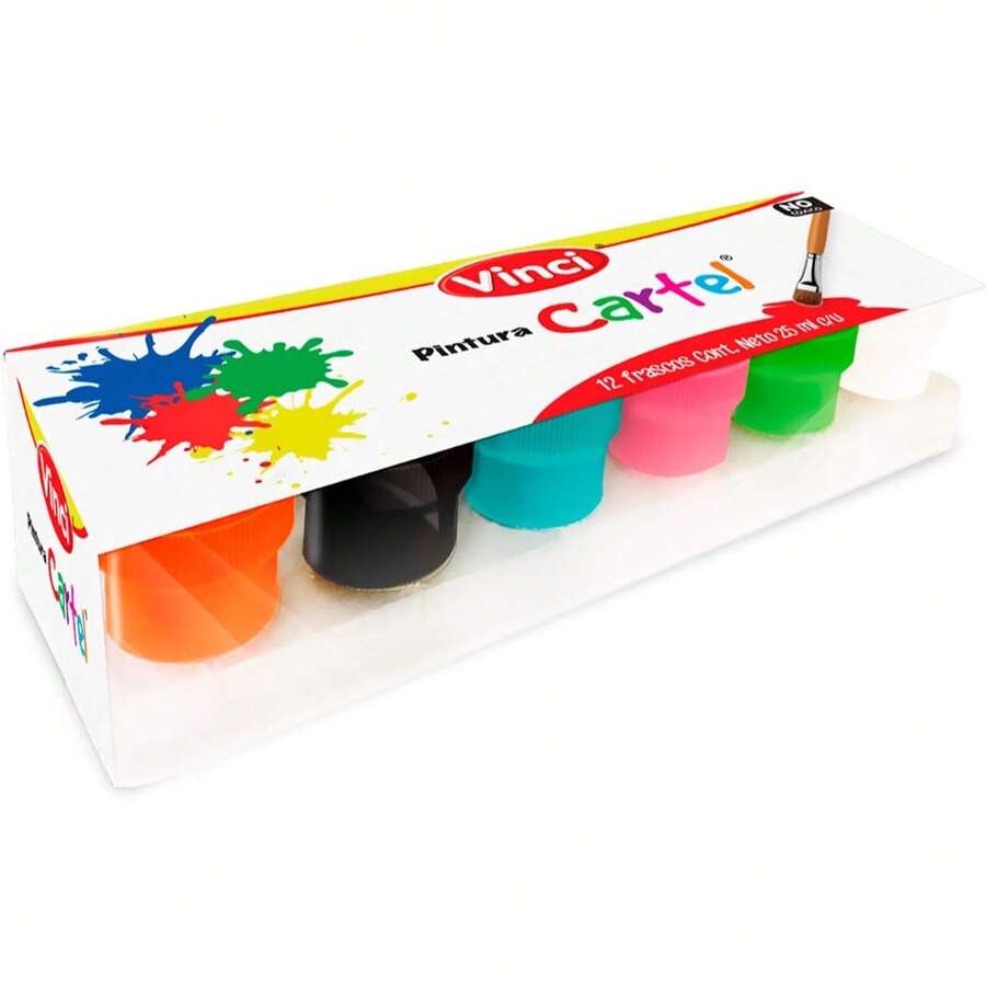 Láminas escolares de colores, 12 unidades, 25 ml cada uno, lavables - como en la foto - Ver 1