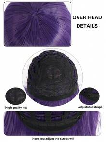 带刘海的波波头假发，女士12英寸短直发假发，耐热合成假发，日常佩戴，派对及动漫角色扮演假发，圣帕特里克节装扮假发 - 彩色 - 查看 7