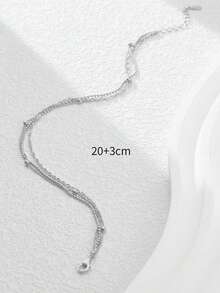 1条S925纯银极简三层珠链脚链，女士独特设计百搭编织链，奢华小众精致礼品脚链 - 三層 - 查看 7