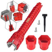 Kit de herramientas de reparación de fregadero y grifo ajustable de 8 en 1, herramienta de instalación de fregadero multifunción antideslizante para baño, inodoro, fregadero de cocina y reparación de plomería - Llave de baño - Ver 2