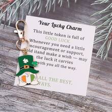 4pcs/8pcs Green Leprechaun Keychains, St. Patrick's Day Gifts. Includes Pocket Hug Card, Encouragement Card, Holiday Greeting Card. Ideal Gift For Family, Friends, Lovers, Classmates. Wishing You Good Luck And All The Best. - Multicolor - View 11