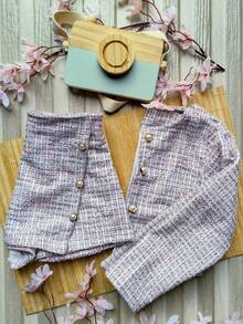 Girls' Children's Outfit, Shorts + Cardigan, Party, Casual, Modest Fashion, Blogger Style. - 淺粉色 - 查看 2