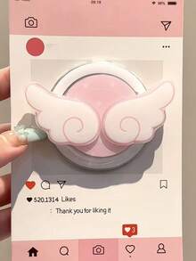 1pc Girly Push Pull Cute Polka Dot Wing Magnetic Telescopic Mobile Phone Desktop Stand Suitable As Spring Easter Birthday Gift For Sisters Girlfriends And Classmates In Pink/Blue Color - Wing - View 1