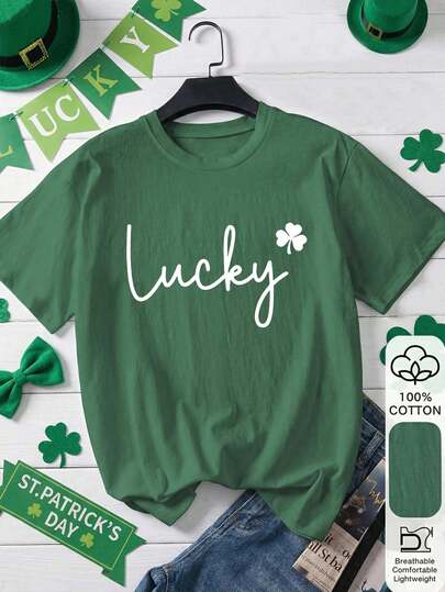 Women's Letter & Graphic Print Casual Round Neck Short Sleeve T-Shirt, Vintage Sports Lunar New Year Pattern T-Shirt, Year Of The Horse Art, Oriental Aesthetics Streetwear 2026 Milan Inspired Graphic Tee - 100% Premium Cotton Short Sleeve, St. Patrick's Day Lucky Tee, Abstract Easter Bunny Tee, 100% Cotton St. Patrick's Day Shirt - Funny Irish Green Party Top, 2026 Back To School Outfit, School Style Inspiration, Back To School Essential, First Day Of School Outfit, 2026 Back To School Outfit