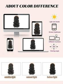 12 Inch Brown Curly Wig With Headband, Wavy Design Synthetic Fiber Half Wig, Suitable For Women's Daily Wear - Multicolor - View 10