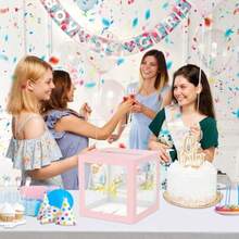 Clear Card Box For Party 8.7" Gold Foil Gift Cards Receiving Box Holder For Wedding Bridal Shower Graduation Birthday Retirement  Shower Anniversaries Party Decorations Pink - Clear Pink Gold - View 4