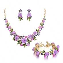 Bridal Fashion Necklaces - Purple Gold - View 1