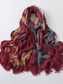 Colección soñadora Nuevo hijab modesto con textura natural arrugada, pañuelo estampado con efecto tie-dye, pañuelo musulmán transpirable - Multicolor - Ver 22