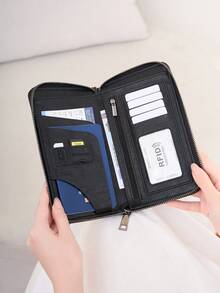 Waterproof Passport Wallet Combo Multi-Slot Card Cash Boarding Pass Organizer - Black - View 4