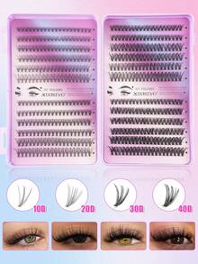 480 Cluster Lashes D Curl Fake Eyelashes With Bond And Seal, Tweezers, Eye Brush. High Capacity Use For Beginner Friendly, Professional, Diy Segmented Lashes Set Easy To Use At Home, Thick Fluffy&Natural Look Individual Eyelashes Book Suit - Multicolor - View 6