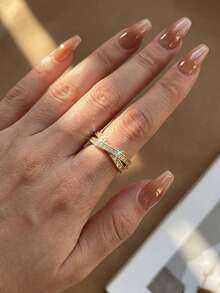 1枚闪亮简约X形交叉戒指，925纯银，优雅精致的女士珠宝，适合约会和日常佩戴，精美礼品。 - 簡約X型交叉戒指 - 查看 3