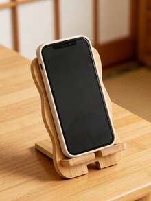 A-Z Detachable DIY Foldable Creative Wooden Phone Stand, Carved Floral Pattern, Slouchy Desktop Adjustable Phone Holder, Suitable For Travel, Office Desk, Home, Holidays, Christmas, Valentine's Day, Teacher's Day, Wooden Grain Element, New Year Gift, Office Supplies - Multicolor - View 6