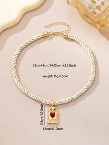 1 pieza Collar con colgante de corazón geométrico exquisito y personalizado, adecuado para uso diario - Amar - Ver 5