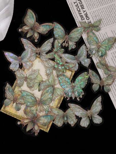 Gold Foil Butterfly Stickers, DIY Stationery Stickers, Cute Cartoon Creative Interesting Waterproof, Candy Stickers, Phone Stickers, For Scrapbooking, Bullet Journals, Notebooks, Crafts, Water Bottles, Guitars, Skateboards, Bicycles, Motorcycles, Helmets, Luggage, Back To School Supplies, Winter Goods, Thanksgiving, Christmas, Saudi National Day, Birthdays, Holidays, New Year, Valentine's Day, Gifts For Boyfriends/Girlfriends, Adults