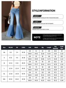 Y2K Women Flared Jeans High Waisted Stretch Blue Flared Pants Elegant Retro Sexy Flared Trousers,2026 Summer - Light Wash - View 5