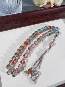 33 piezas de cuentas de cristal de 10mm con efecto craquelado, rosario pulsera de cuentas de oración musulmana Tasbih - Multicolor - Ver 2