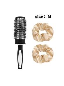 1/3pcs Nylon Hair Brush, Curling Roller Brush, Aluminum Tube Comb, Bangs Styling Tools For Home Use - Black - View 8