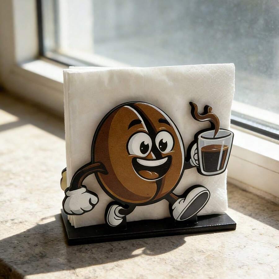1/2 pièces Porte-serviettes en bois en forme de grains de café intéressants, distributeur de serviettes, convient pour le café, la cuisine, rangement de serviettes, cadeau de fête