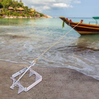 SanBouSi Heavy Duty Galvanized Steel Folding Anchor For Boat, Sliding Cube Anchor With Secure Grip For Sand, Mud, Rock Bottom - Ideal For Fishing & Marine Use