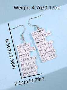 1对创意趣味可爱卡通独特时尚标语亚克力吊坠耳环，女士派对饰品 - 彩色 - 查看 5