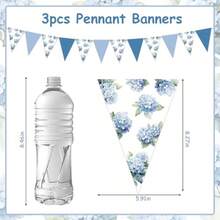 DCheereveal 3pcs Blue Hydrangea Pennant Banners Vintage Floral Bunting Banner Hanging Decorations Hydrangea Signs Bridal Shower Wedding Baby Shower Birthday Bachelorette Party Plies - 如圖 - 查看 5