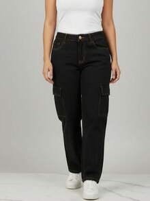 Wide Leg Cargo Pants - 黑赭石 - 查看 1