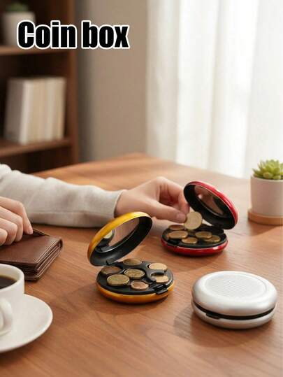 1 stuk multifunctionele draagbare ronde euro-muntenportemonnee van aluminiumlegering - Veelzijdig opbergzakje voor euromunten met spiegel, muntensorteerder, draagbare euro-muntenbox en reismuntencontainer | Geschikt voor in de auto, thuis, op kantoor en op reis | Perfect cadeau voor vrienden, familie en geliefden - Ideaal voor de feestdagen/Thanksgiving/Kerstmis en voor schoolspullen