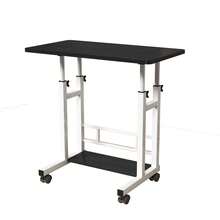 Techigher Movable Computer Desk, Height Adjustable Office Desk With Shelves, Mobile Laptop Table With Wheels, Overbed Table For Living Room, Bedroom, 80x40x69-90cm - Black - View 8